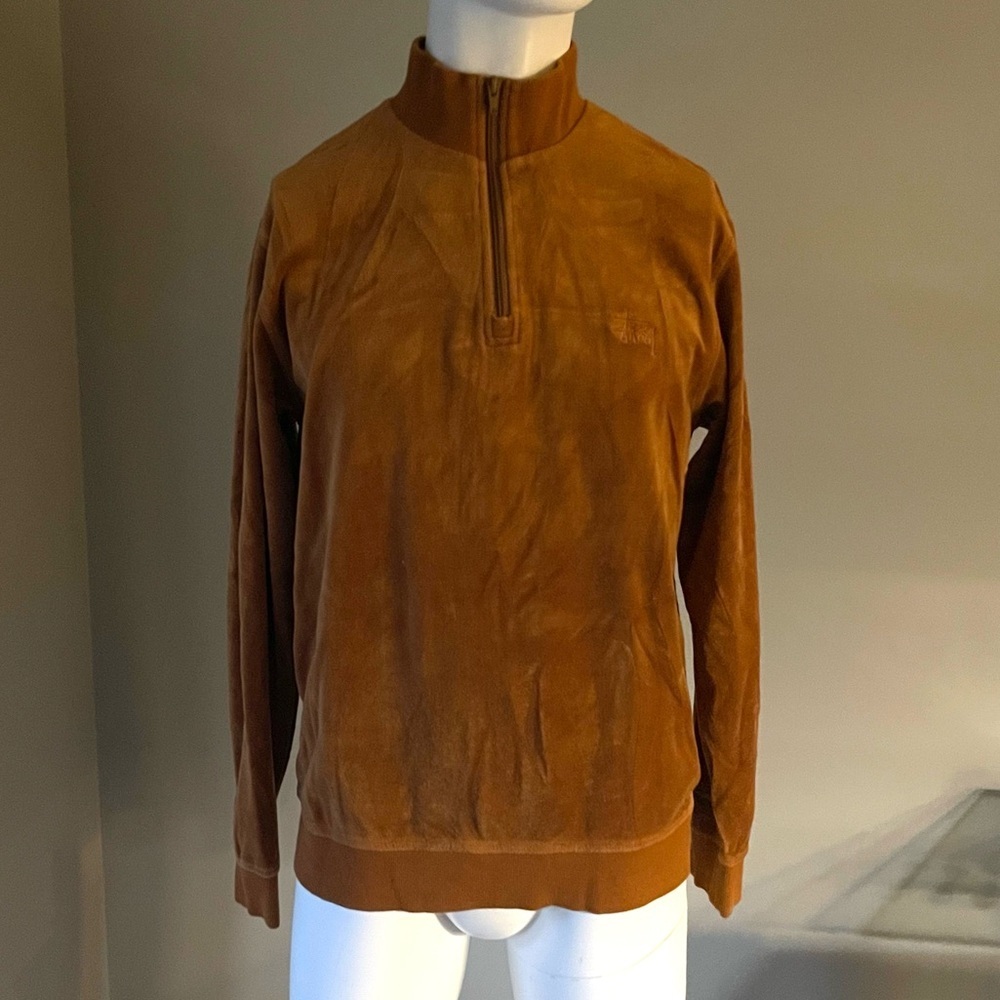 Stussy Men's Tan Zip-Up Sweater